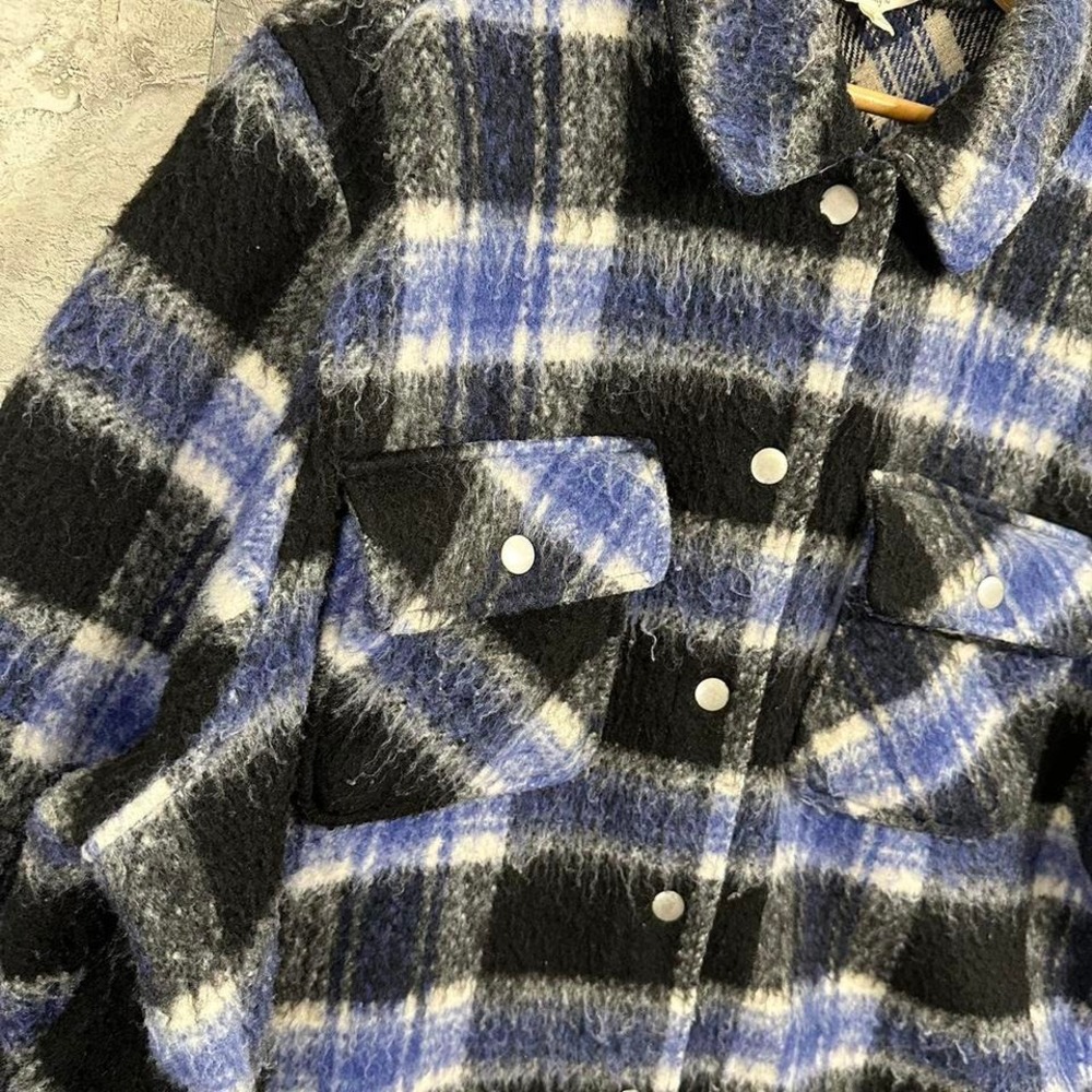 oversized plaid flannel button-up jacket with fleece lining Woman's 2XL #grunge - Picture 3 of 6